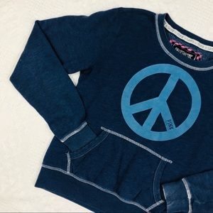 PINK by VS Navy Crew Neck Sweatshirt Velvet Peace